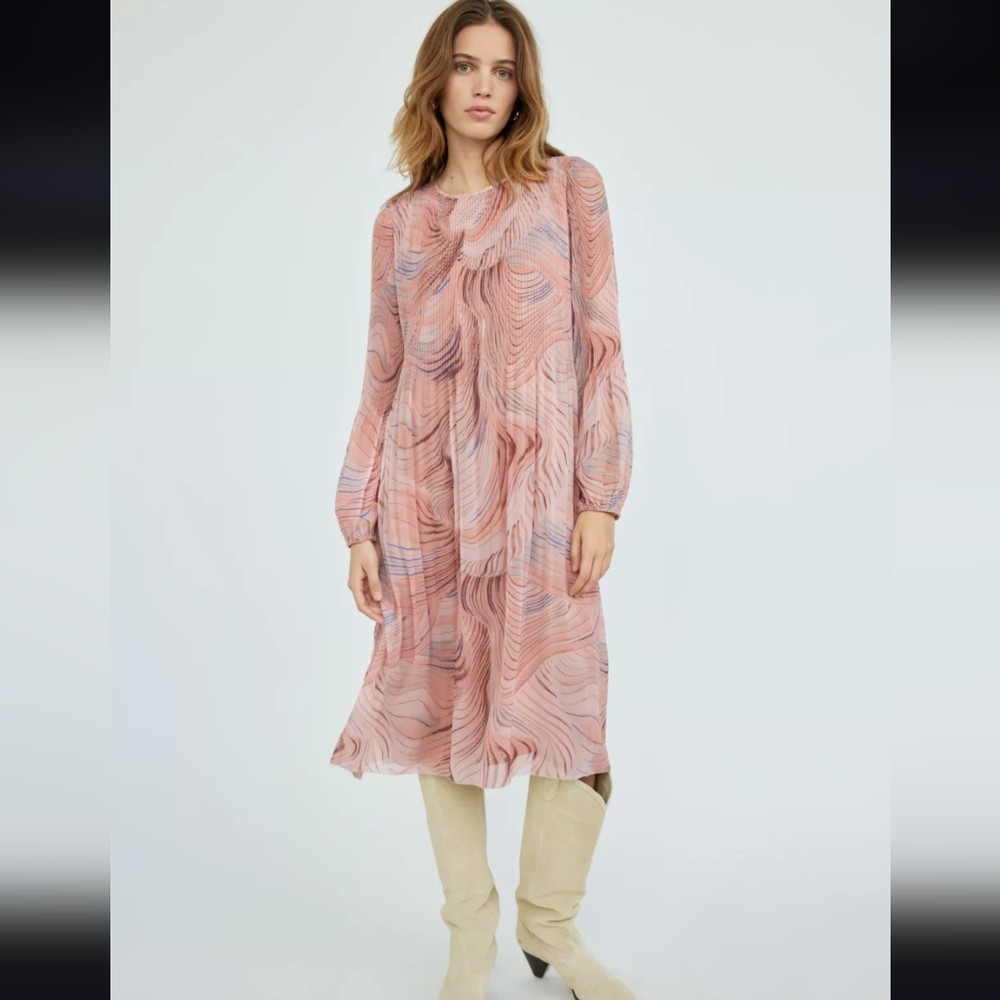 Aritzia Wilfred Midi Daydreamer Dres XS Birch/Buenos Aires